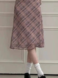 Sweet Skirts Chic Plaid Mini Skirt High Waist A-Line Korean Sle Commute Spring New Arrival Women's Fashion Mid-Length Skirts I3G