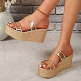 Fashion Chunky Wedges Slippers Women Transparent Pvc Thick Platform Sandals Woman 2025 Summer High Heels Sandles Plus Size 35-42