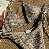 With Mesh Sarong Skirt Halter Bikini Women Swimwear Female Swimsuit Three-pieces Bikini Set Fishnet Bathing Suit Swim Beachwear