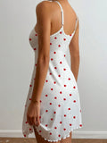 Women's Sexy Nightdress Night Gown Heart Printed Halter Neck Pajamas Mini Dress Casual Sleepshirts Nightdress Sleepwear