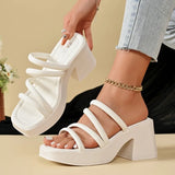 Platform Block Heel Sandals and Slippers Women Wear New Summer French Fashion Round Toe High Heels