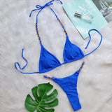 DEKA Brazilian Chain Bikini Set Women's Swimsuit Stylish Solid Thong Swimwear Diamond Separate Beachwear Bathing Suit