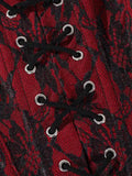 Corset Top Thin Without Lace Deep Red Body Shaping Chest Support Waist Tie Waist Tightening Corset Casaul Pure Desire Style Y43R