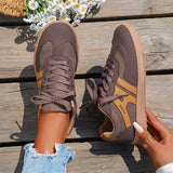Mix Color Women's Autumn Sneakers Fashion Splicing Flat Heel Vulcanized Shoes Female Lace-Up Non-Slip Pu Leather Casual Shoes