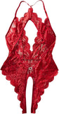 Women Sexy Lace Teddy Lingerie Deep V Mesh Sheer Bodysuit Backless Crotchless One Piece Babydoll Nightwear