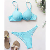 Sexy Underwired Bra Cup High Leg Cut Bikini Women Swimwear Female Swimsuit Two-Pieces Bikini Set Bather Bathing Suit Swim V3151