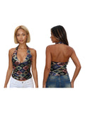 Summer Women Sequin Vest Open Back Sleeveless Halter Slim Fit Tank Tops Sexy Fashion Street Retro Corset Shirts