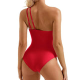 S - XXL Sexy One Shoulder High Cut Leg One Piece Swimsuit Women Swimwear Female Striped Monokini Bather Bathing Suit Swim K7096