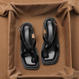 Women's Sandals Retro French Style Clip Toe Square Toe Buckle 2026 Sandals Comfortable Soft Sole Simple Versatile Sandalias