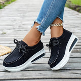Red Chunky Platform Sneakers Women Comfortable Non Slip Thick Sole Casual Shoes Woman Plus Size 43 Lace Up Sport Shoes Female