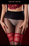 Polka Dot Fake Two-Piece Lace Long Pantyhose Aurora Glossy Open Crotch Two-Tone Spliced Sexy Pantyhose Solid Color Elegant 8WS3