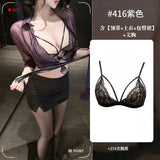 Translucent Purple Shirt Paired With A Skirt Set Secretary Sexy For Women Alluring And Pure Desire Dress Nightclub Style 89JL