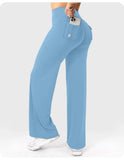 High Waist Pocket Yoga Pants for Women - Stretch Breathable Gym Workout Leisure Tummy Control Tights with Pockets