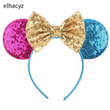 2025 Chic Disney Embroidery Sequin Minnie Ears Headband DOT Bow Hairband Girls Women Party Head Wear Kids DIY Hair Accessories