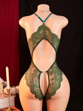 Hot Lingerie Sexy Bodysuit Open Crotch Adult See Through Clothes Perspective Lace Pajamas One Piece Crotchless Teddy BabyDoll