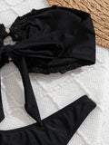 3D Flowers High Leg Cut Bandeau Bikini Women Swimsuit Female Swimwear Two-pieces Bikini Set Bather Bathing Suit Swim Beachwear