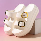 Women Platform Slippers Indoor Street Summer Shoes Solid Color Thick Sole Anti Slip Female Home Beach Slides Slip On Sandals