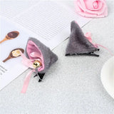 Lolita Bells Cat Ear Hair Clips Fur Headwear Anime Hairpins Headdress Cosplay Hairclip Headsband Party Costume Hair Accessories