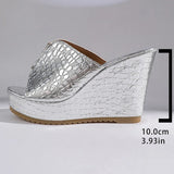 Women's Gold Wedges Sandals Summer 2026 Fashion Peep Toe Thick Platform Sandles Women Plus Size 42 Chunky Heels Slippers Woman