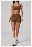 Quick Drying Shaved Tight Yoga Suit for Women Color Contrast Slim Sports Bra High Waist Shorts Running Fitness Suits Tracksuit