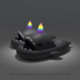 4cm Thick Sole Shark Slippers For Women Men Indoor Beach Slides Cute DIY Night Glowing Lantern Couples Summer Street Sandals