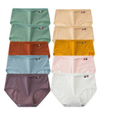 10Pcs/Set Women Cotton Seamless Panties Sexy Underwear Female Breathable Solid Color Underpants Lingerie Low Rise Briefs M-XL
