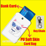 Cartoon Cat Funny Fashion For ID Clips Credit Bank Subway Card Holder Case Storage Bag Adornment Keychain