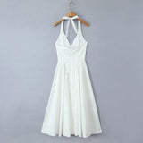 Foridol Summer Spring White Cotton Women's Dress Backless Halter Midi Party Dresses Elegant Vinatge A-line Vestidos 2025 New In