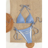 2026 Glitter Sparkling Pearls Halter Bikini Women Swimwear Female Swimsuit Two-Pieces Bikini Set Bather Bathing Suit Swim V8342