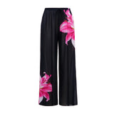 S - XL New Flower Printed Floral Long Sleeve With Pants One Piece Swimsuit Women Swimwear Female Bather Bathing Suit Swim V7099
