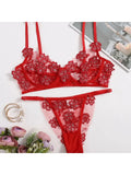 Toucheart Sexy Lingerie Set Transparent Feminine Sweet Mesh Embroidered Lace Bra Flower Applique Transparent Lingerie Women Kit