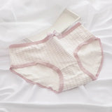 1 Pack Women's Cute Lace Trim Cotton Underwear Bow & Heart Print Briefs Sweet Style Lingerie M-XL Breathable Daily Panty