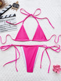 DEKA Mini PU black Micro Bikini Set Triangle Swimwear Women Shiny Thong Swimsuit Swim Wear Halter Two Peice Beachwear
