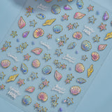 5D Deep Sea Fish Nail Art Stickers Shimmery Bubble Colorful Marine Life Nail Decals Summer Ocean Self Adhesive Manicure Decal