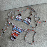 2025 Halter Bikinis Women Swimsuit New Sexy Swimwear Stripe Print Brazilian Bikini Set Micro Biquini Female Cute Beachwear