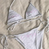 2000s Emo Girls Letter Print Bikini Set Sexy Thong Swimsuit Two Pieces Bathing Suit Punk Fashion Gothic Women Swimwear Y2k Style
