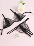 V-Neck Lace Floral Fashion Design Lingerie Set, Couple Date, Halloween, Christmas, Valentine's Day, Girlfriend Gift