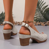 Summer Peep Toe Thick Heel for Sandals Women Plus Size 43 High Heeled Rome Sandals Woman Back Strap Platform Sandles Ladies