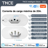TNCE Tuya Brazil Plug 16/20A wifi or Zigbee3.0, socket with Power Monitor, Smart Life APP Remote control Voice Google Home Alexa