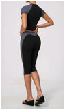 Color Blocking 2PCS Yoga Set Women's Tracksuit Short Sleeve O Neck Sports T Shirts High Waist Cropped Pants Tight Fitness Suits