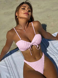 Wrinkled Crinkled Tie Knotted Bikini Women Swimwear Female Swimsuit Two-pieces Bikini Set Brazilian Bathing Suit Swim Beach Wear