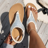 Clip Toe Bohemian Style Sandals for Women Fashion Sandals Woman 2026 New Flat with Non-Slip Beach Shoes
