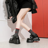 2026 Chunky Platform Punk Sneakers Women Belt Decor Lace Up Thick Bottom Vulcanized Shoes Woman Heighten Rivets Goth Shoes Mujer