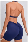 Women's 2-Piece Yoga Sets High Waist Seamless Shorts  Hip-Lifting & Backless Gym Leggings Quick Dry Workout Fitness Suits