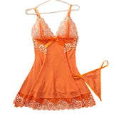 Women's Contrast Floral Nightdress Set Dress Sleepwear With Thongs Nightdress Underwear Babydoll