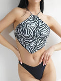 2026 High Neck Thong Bikinis Women Padded Swimwear Female Sexy Zebra Swimsuit Bathers Bathing Swimming Swim Suit Beachwear