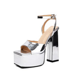NASBAVI Square Toe Women Patent Thick Platform Sandals High Chunky Heels Ankle Straps Summer Leopard Shoes Custom Colors