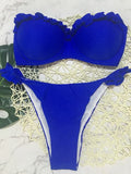 Leopard Ruffled Bra Cup Bikini 2025 Women Bandeau Swimsuit Female Swimwear Two Pieces Bikini Set Push Up Bathing Suit Swim Lady