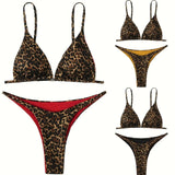 2024 Micro Leopard Bikini Women High Cut  Bandage Push Up Swimsuit Sexy Bathing Suit Padded Thong Swimwear,summer Beach Vacation