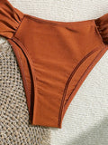 S - XL Metal Shell Halter Female Swimsuit High Waist Bikini Women Swimwear Two-pieces Bikini set Bather Bathing Suit Swim Lady